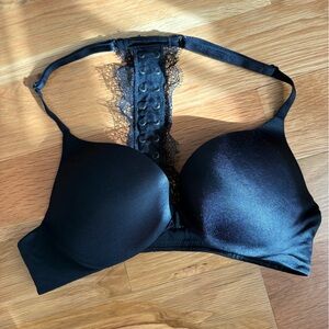 Victoria's Secret Black Satin Lace Bra
